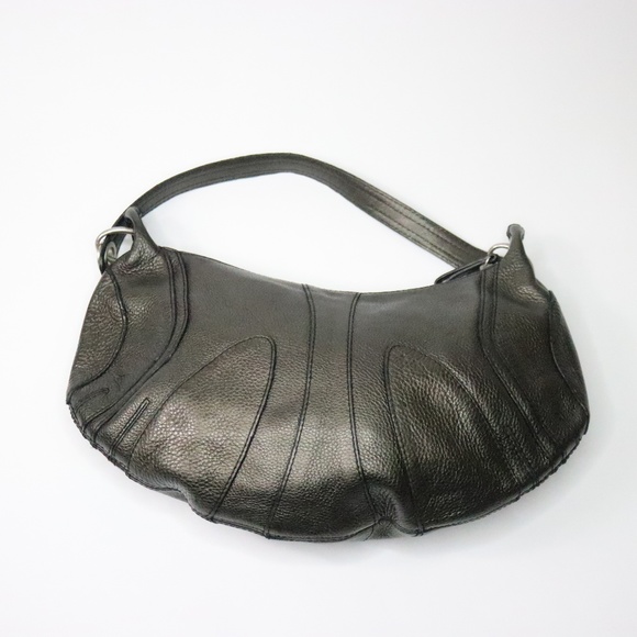 Banana Republic Pewter Metallic Shoulder Bag Occasional Handbag - Picture 3 of 6